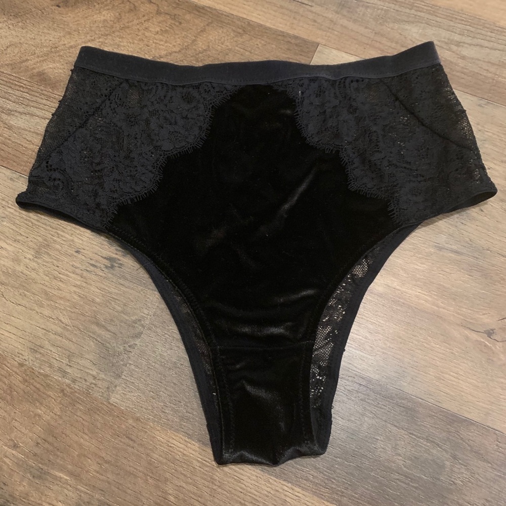VS Velvet high waisted lace cheeky panty